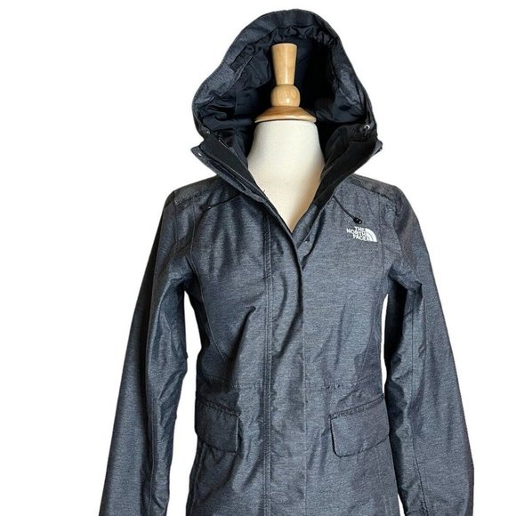 The North Face Jacket Women XS Dry Vent Hood Zip Black Gray Waterproof - Picture 1 of 7